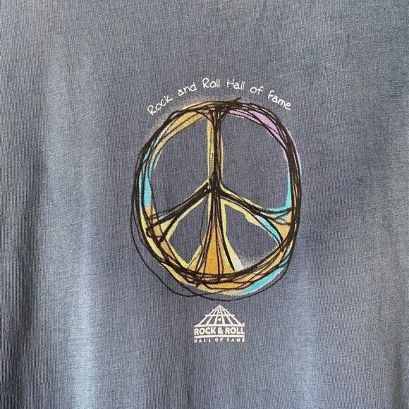 Rock and Roll Hall of Fame PEACE & DOVE Navy Ombre T-Shirt Woman’s Fitted XL - Picture 6 of 10
